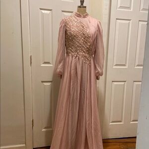 LAVIENZA modest evening dusty rose / mauve Gown with Embellished Bodice